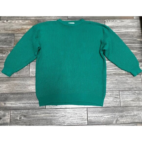 VTG Y2K Venezia Vitale Sweater Size Large Green Knit Chunky Thick Knit Long - Picture 7 of 12